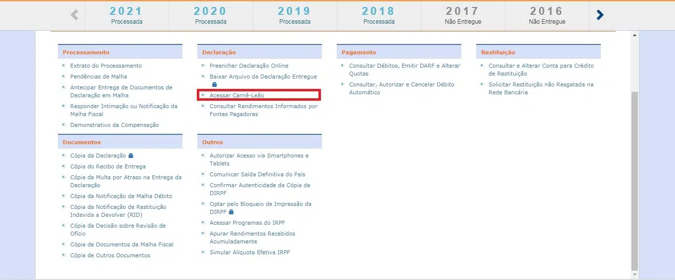 Acessando o Carnê Leão: