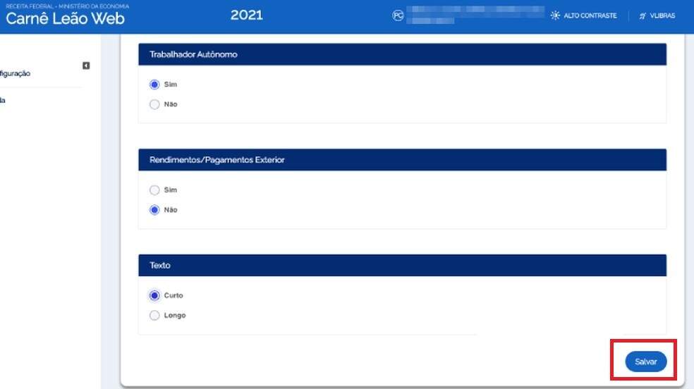 Responda as perguntas relacionadas ao contribuinte