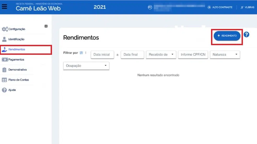 Informe seus rendimentos